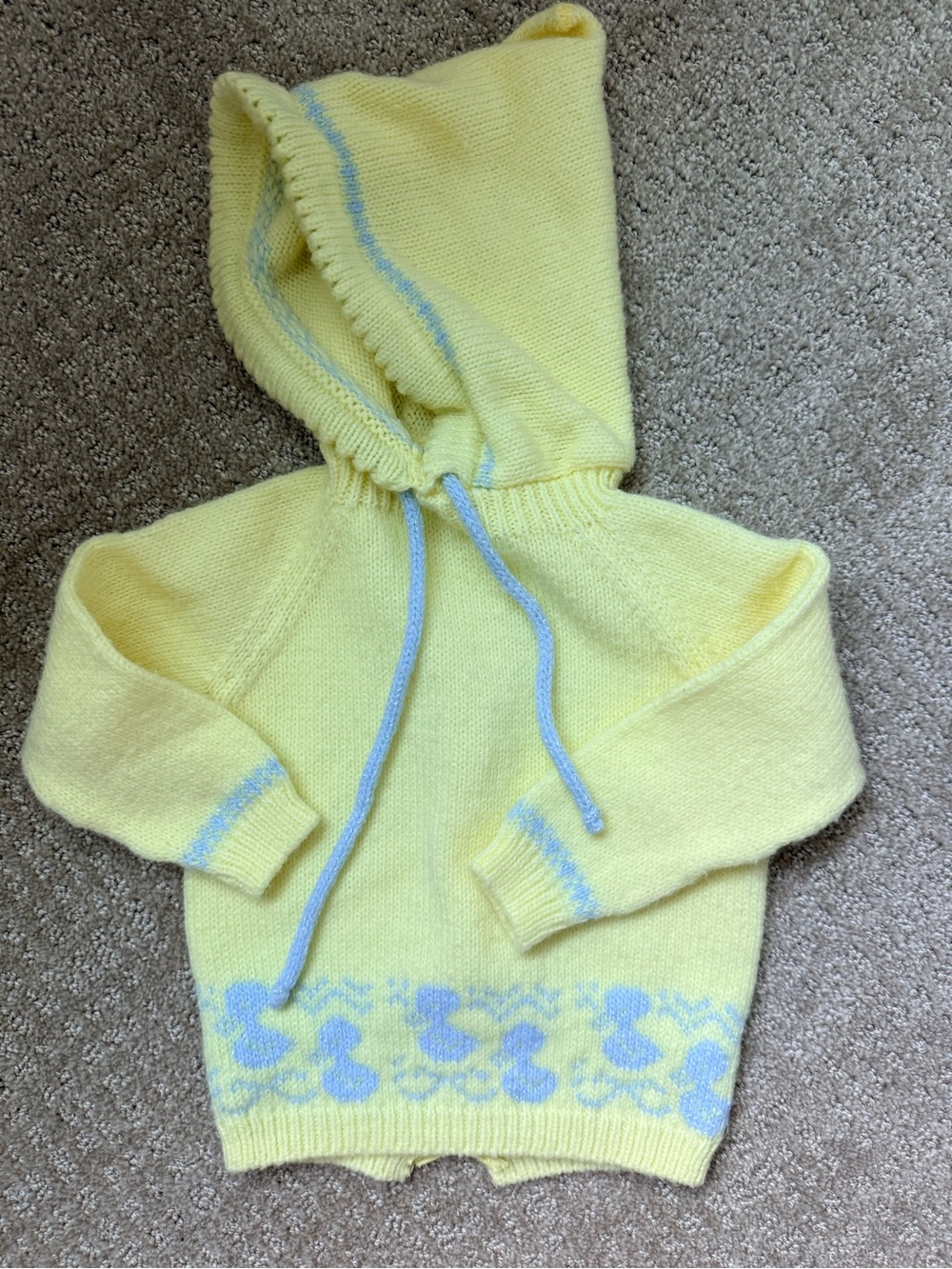 Vintage Handmade Baby Hooded Knit Sweater/Cardigan